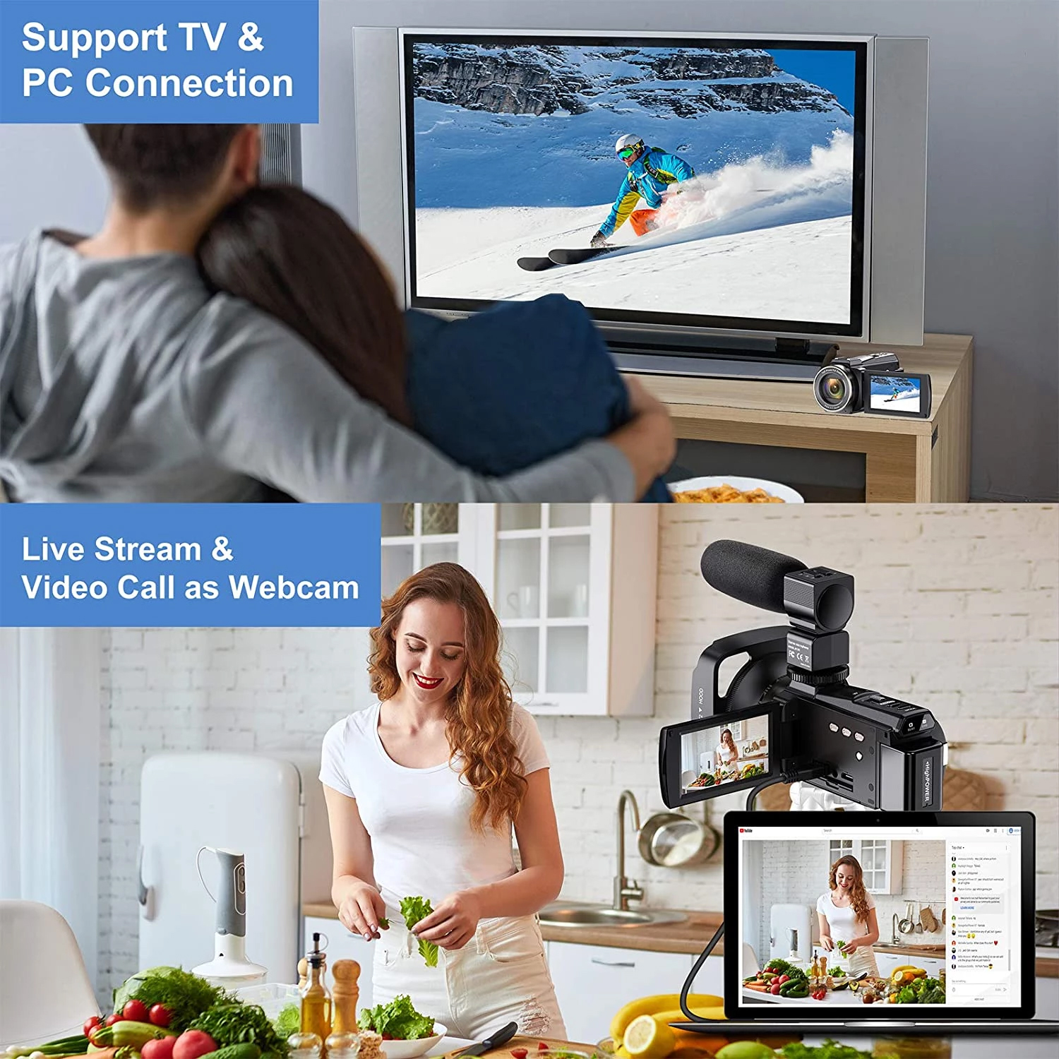 Caméscope Numérique 4K Vmotal Avec Micro - Appareil Photo Vidéo 36MP Pour Enfants Et Débutants