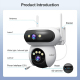 Caméra De Surveillance Extérieure Sans Fil WiFi Double Objectif 8MP Avec Suivi Humain Et Vision Nocturne Couleur