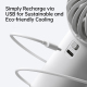 Mini Ventilateur Portable Rechargeable 5 Vitesses Batterie 5000 mAh Autonomie Jusqu’à 17 h 30 Recharge USB-C Silencieux - www...