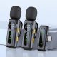 L02 Dual Mic 2 in 1 Magnetic Live Streaming Wireless Lavalier Noise Reduction Microphone, Type: Type-C(Black)