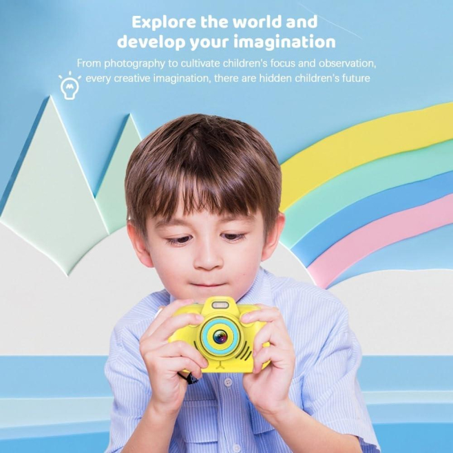 Appareil Photo Numérique Enfant 2.7K Vidéo 16X Zoom Écran 2.4 Pouces Bleu Avec Carte 32Go