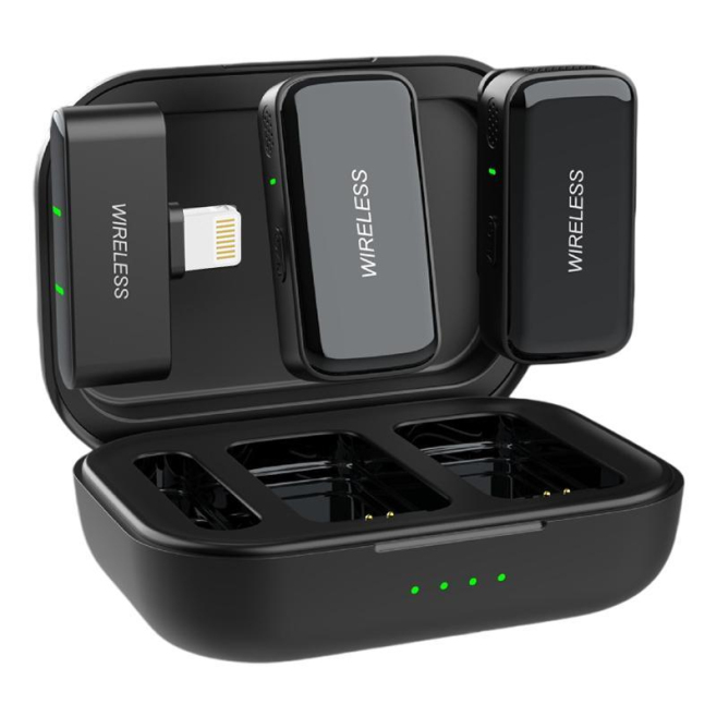 Microphone Cravate Sans Fil 8 Broches Avec Réduction Du Bruit Monitoring 30 Heures Et Portée 100 Mètres