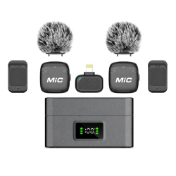 Microphone Cravate Sans Fil Pour Enregistrement Réduction De Bruit IA Anti Écrêtage 24 H Récepteur 8 Broches