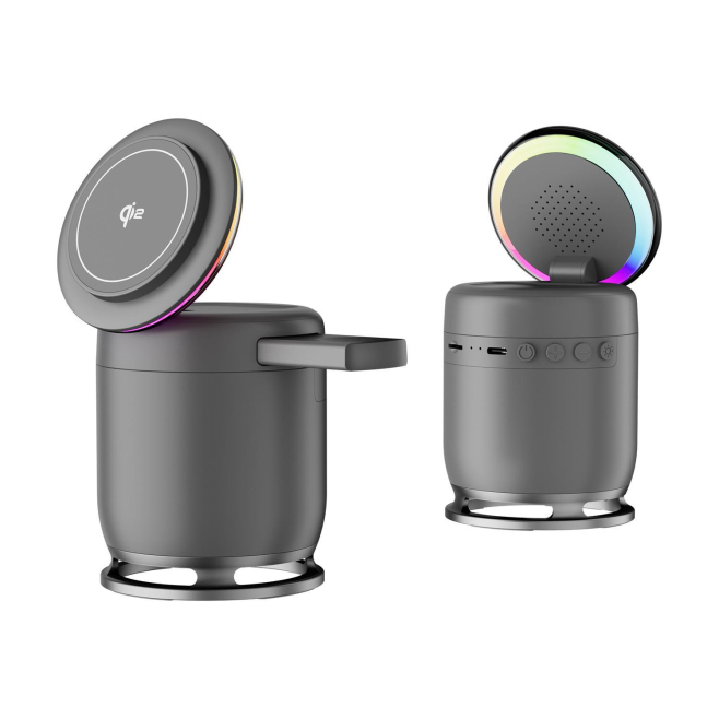 Enceinte Bluetooth De Bureau 5 En 1 Pliable Charge Sans Fil 15 W Pour Téléphone Montre Et Écouteurs Batterie 1500 mAh - www.y...