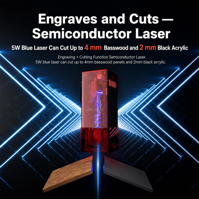 Graveur Laser Bleu 5 W Avec Boîtier Fermé Zone 300 X 300 Mm Et Gravure Cylindrique 360 Degrés - www.yonis-shop.com