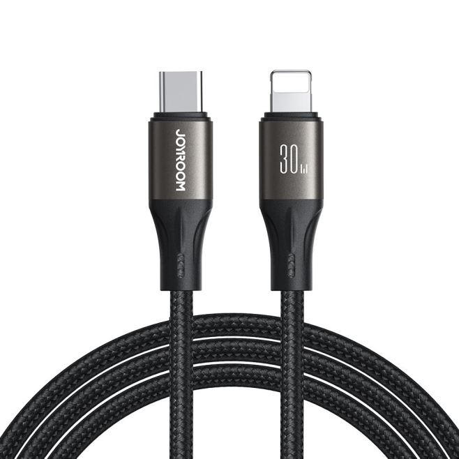Câble USB-C Vers 8 Pin 30W Charge Rapide 3M Tressé Nylon Résistant Compatible Synchronisation 480Mbps