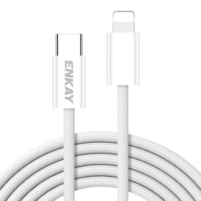 Câble USB C Vers 8 Pin Pour Charge Rapide Et Transfert De Données 27 W 480 Mbps Tressé Résistant 1 M Blanc