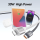 Câble USB-C Vers 8 Pin 30 W Pour Charge Rapide Tressé 1,2 M En Aluminium 480 Mbps Vert Violet