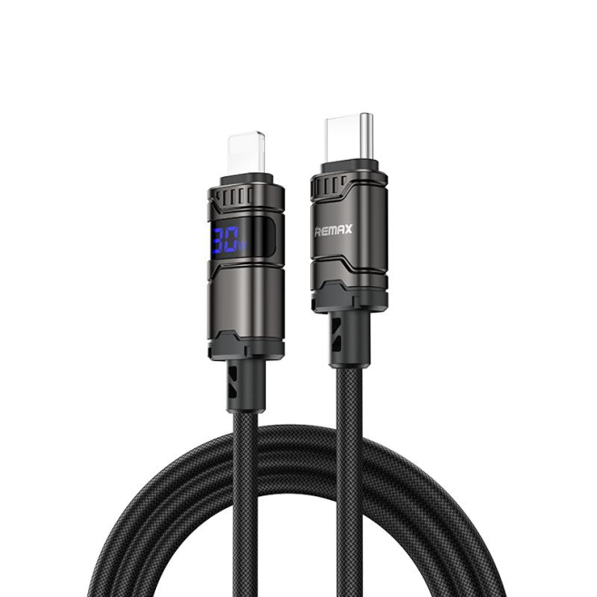 Câble De Charge Et De Données Type C Vers 8 Pin 30 W Tressé En Nylon Avec Affichage Numérique 480 Mbps 1,2 m