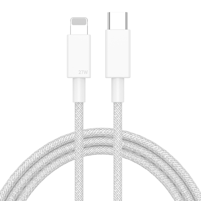 Câble USB-C Vers 8 Broches Charge Rapide PD 27W Tressé 1m Rose Avec Transfert 480Mbps