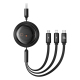 Câble De Charge Rapide PD 100 W Et Données USB-A Vers USB-C 8 Pin Et Micro USB Télescopique 480 Mbps