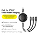 Câble De Charge Rapide PD 100 W Et Données USB-A Vers USB-C 8 Pin Et Micro USB Télescopique 480 Mbps