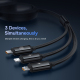 Câble De Charge Rapide PD 100 W Et Données USB-A Vers USB-C 8 Pin Et Micro USB Télescopique 480 Mbps