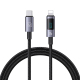 Câble De Données Type C Vers 8 Pin 30 W À Charge Rapide Avec Affichage Numérique Puissance E Marker Support PD 120 Cm Noir
