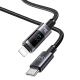 Câble De Données Type C Vers 8 Pin 30 W À Charge Rapide Avec Affichage Numérique Puissance E Marker Support PD 120 Cm Noir