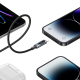 Câble De Données Type C Vers 8 Pin 30 W À Charge Rapide Avec Affichage Numérique Puissance E Marker Support PD 120 Cm Noir