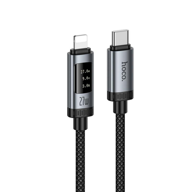 Câble De Charge Rapide Et De Données Type C Vers 8 Pin PD27W Avec Écran OLED Et Puce E Marker 120 cm