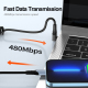 Câble De Charge Et Données USB Type C Vers 8 Pin 27 W 3 A À Ressort Extensible Coudé 1,5 m