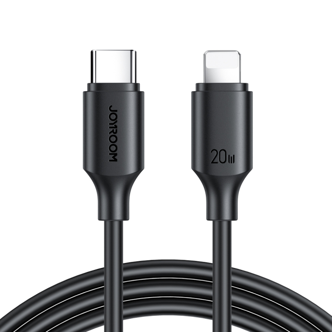 Câble USB-C Vers 8 Pin Pour Charge Rapide Et Transfert 20 W 480 Mbps 1 m PVC Flexible Renforcé Noir