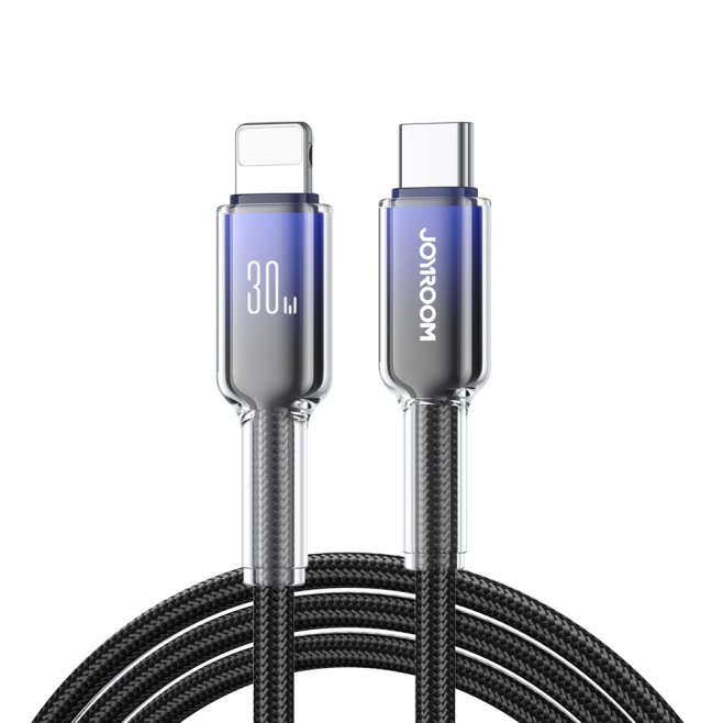 Câble Type C Vers 8 Broches Charge Rapide Et Transmission 30 W Tressé Nylon 120 Cm Puce Intelligente