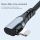 Câble USB C Vers 8 Pin De Charge Et De Données 20 W 2 m À Double Coude 90° En Nylon Tressé Durable
