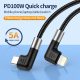 Câble USB Type C Vers 8 Pin Pour Charge Et Transfert De Données 30 W 2 m Double Coude À 90 Degrés Nylon Tressé