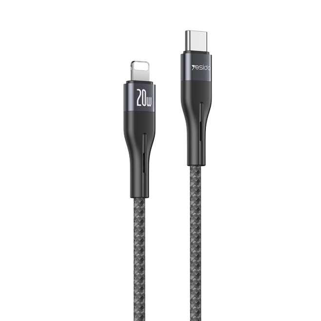 Câble USB-C Vers 8 Pin 20W Pour Charge Et Transfert De Données Rapide 480Mbps Longueur 1 m Tressé Noir