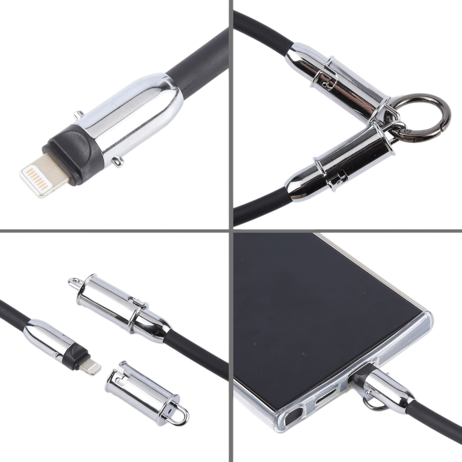 Câble de Charge USB-C vers 8 Pin avec Dragonne Antiperte 30 cm Tressé
