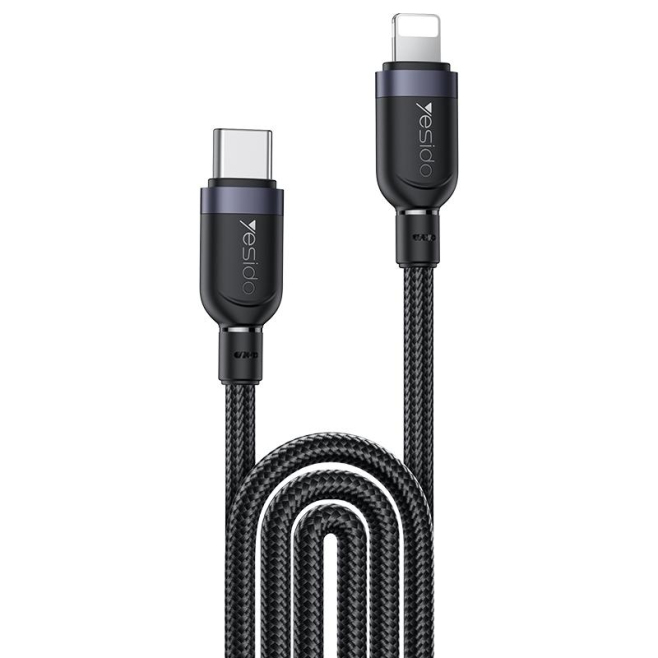 Câble De Données Type-C Vers 8 Pin 3 m Charge Rapide 27 W 3 A TPE Souple Et Coque En Aluminium Résistante Antitraction