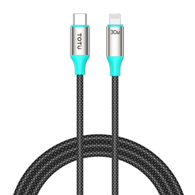Câble USB-C Vers 8 Broches 30 W Tressé 1,2 m Charge Et Transfert De Données 480 Mbps Résistant