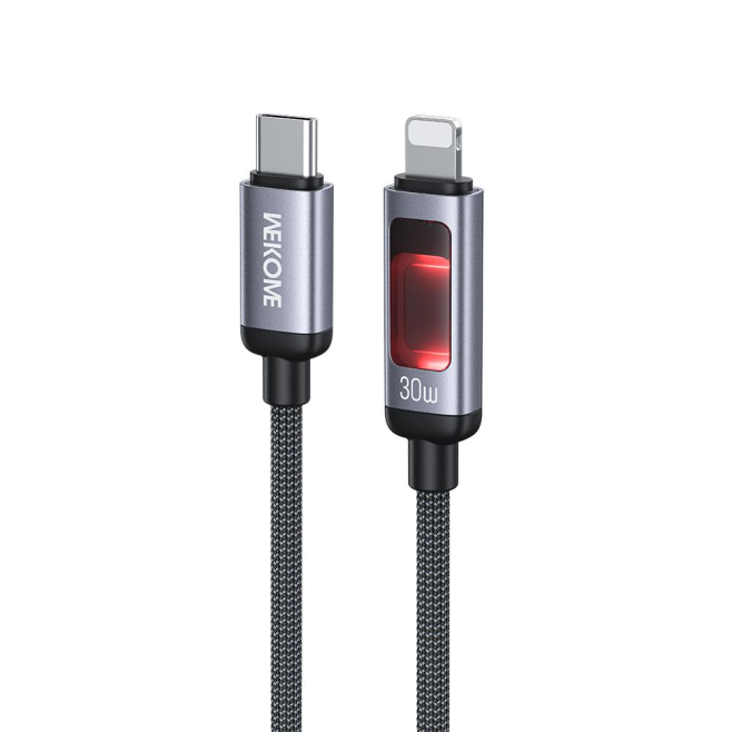 Câble De Charge Rapide Type-C Vers 8 Pin 30 W Avec Éclairage RGB Et Transfert 480 Mbps Tressé 1,2 m