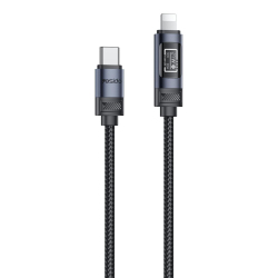 Câble De Charge Et De Données Type C Vers 8 Pin 27 W Avec Écran OLED CarPlay Filaire Et Gaine Tressée