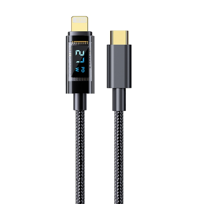 Câble USB-C Vers 8 Pin 1,2 m Charge Rapide PD 20 W Affichage Numérique Tressé Résistant Transmission 480 Mbps