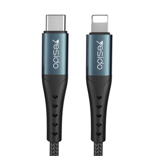 Câble USB-C Vers 8 Pin Pour Charge 2.4A Avec Puce Intelligente Gaine Tressée Anti-Casse 1.2m