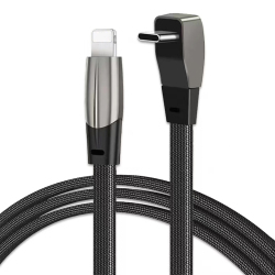 Câble USB-C Vers 8 Pin Coudé Charge Rapide PD 27W Pour Tesla Model 3 Y 1,2 m Tressé Nylon Résistant