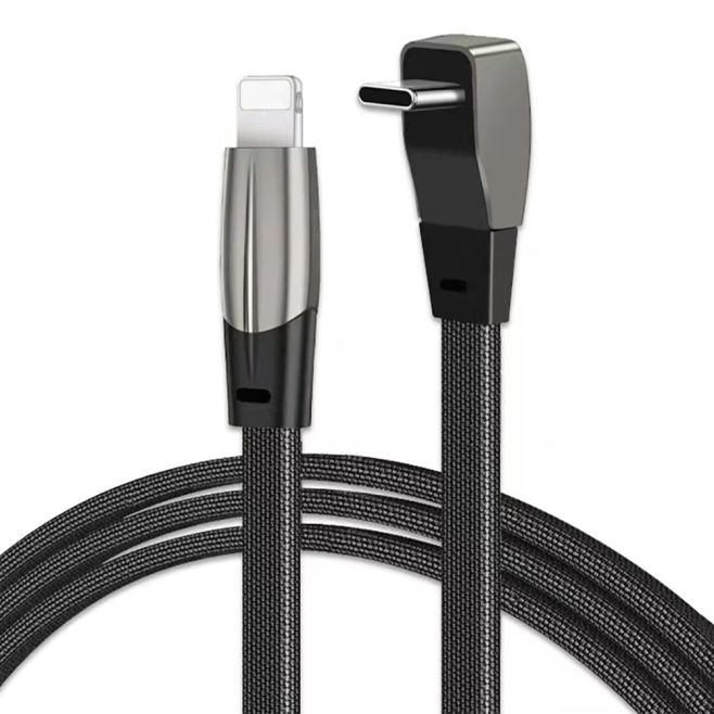 Câble USB-C Vers 8 Pin Coudé Charge Rapide PD 27W Pour Tesla Model 3 Y 1,2 m Tressé Nylon Résistant - www.yonis-shop.com