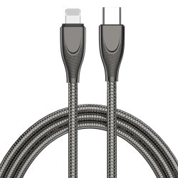 Câble USB C Vers 8 Pin Pour Charge Rapide Et Transfert De Données Gaine Inoxydable Anti Enroulement 27 W 1 m