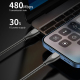 Câble USB C Vers 8 Pin Pour Charge Rapide Et Transfert De Données Gaine Inoxydable Anti Enroulement 27 W 1 m