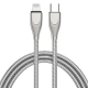 Câble USB C Vers 8 Pin Pour Charge Rapide Et Transfert De Données Gaine Inoxydable Anti Enroulement 27 W 1 m