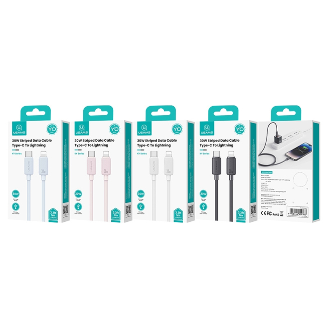 Câble USB C Vers 8 Pin 30W Charge Rapide Et Transfert De Données 480Mbps 3m Blanc Connexion Coudée Compatible Coque