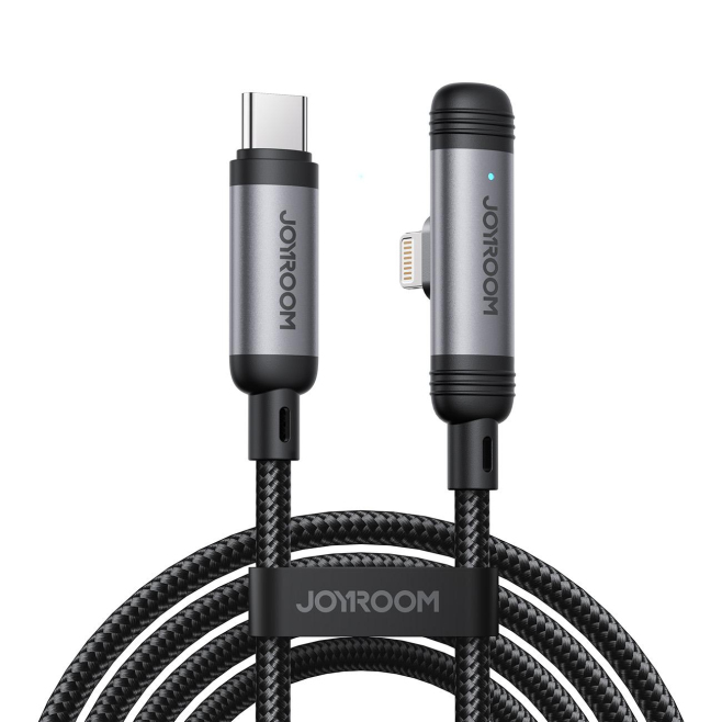 Câble Type C Vers 8 Broches Pour Charge Rapide 30 W Coudé À 90 Degrés En Nylon Tressé