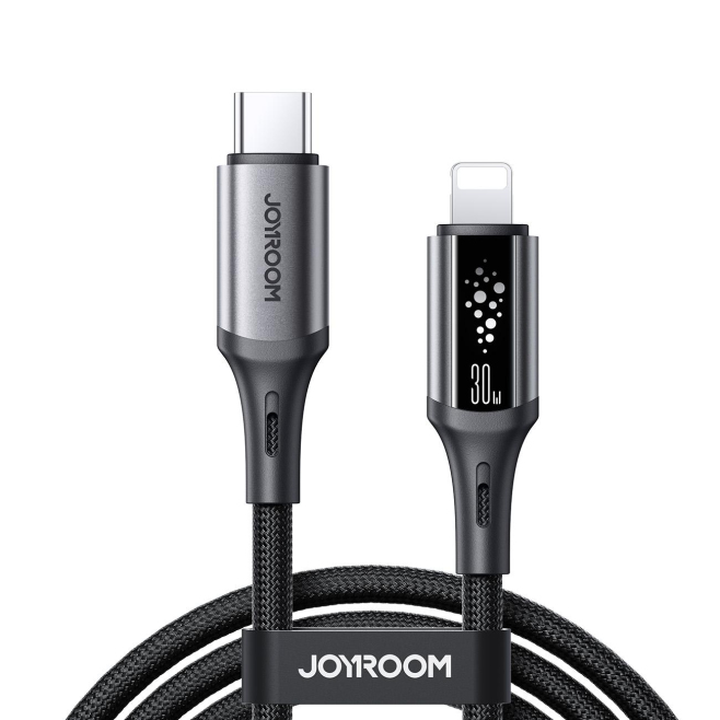 Câble De Charge Et Données USB-C Vers 8 Broches Charge Rapide 30W Affichage De Vitesse Tresse Nylon 48 Brins Connecteur Renfor