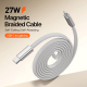 Câble Magnétique Type C Vers 8 Pin Pour iPhone Charge Rapide 27 W Transfert 480 Mbps Enroulement Automatique 1 m
