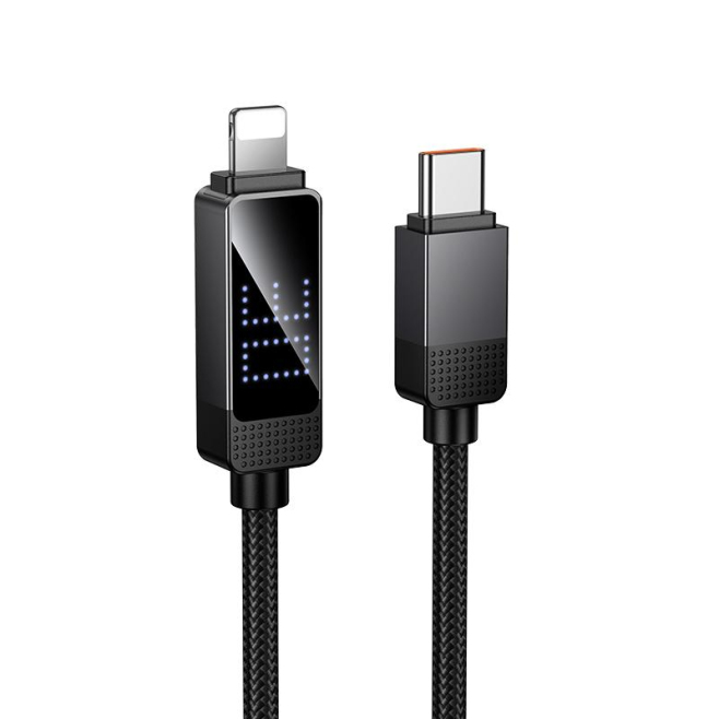 Câble USB-C Vers 8 Broches Pour Recharge Apple PD 30W Avec Affichage LED De La Puissance En Temps Réel 120 Cm