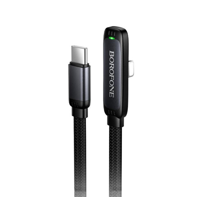 Câble De Charge Type C Vers 8 Pin Pour Téléphone Apple Charge Rapide PD 30 W Coudé À 90° Avec Indicateur Lumineux 1 m