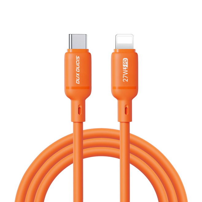 Câble De Données Type C Vers 8 Pin Pour Charge Et Transfert De Données Simultanés 27 W Silicone Résistant Aux Pliures 1 m