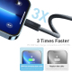 Câble USB-C Vers 8 Pin Charge Rapide 20 W Tressé 2 m Avec Puce E-Marker Et Transmission 480 Mbps