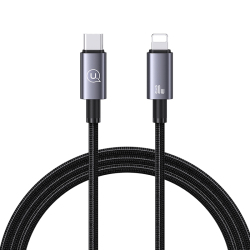 Câble USB Type-C Vers 8 Pin 30 W Pour Charge Rapide Et Transfert De Données 1,2 m Tressé Nylon Noir