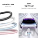 Câble Type C Vers 8 Pin Pour Charge Rapide 30 W Et Transfert De Données 480 MB/s Avec LED Tressé 1,2 M Noir