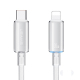 Câble Type C Vers 8 Pin Pour Charge Rapide 30 W Et Transfert De Données 480 MB/s Avec LED Tressé 1,2 M Noir